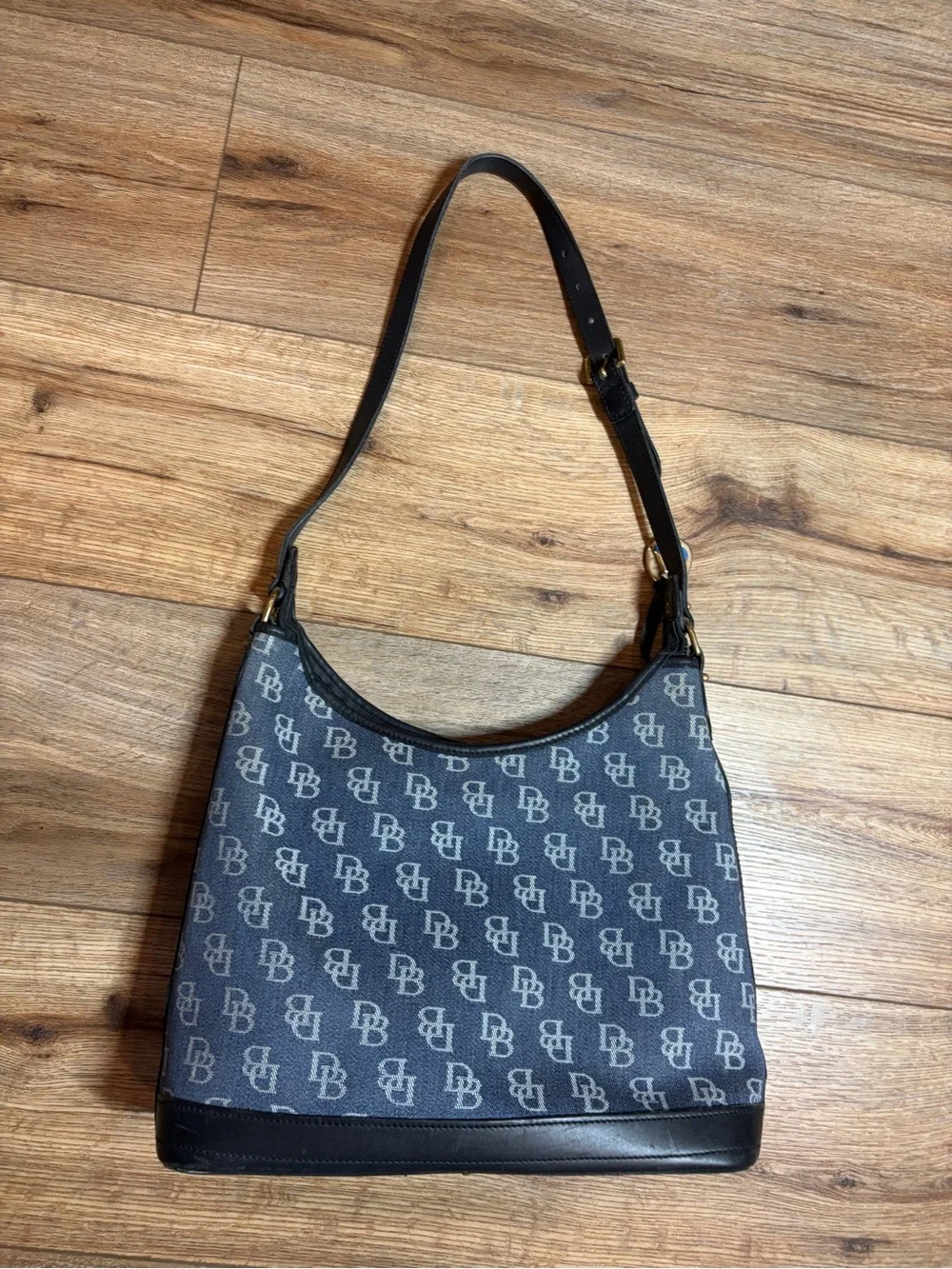 vintage Y2K-era Dooney & Bourke Signature Monogram Hobo Shoulder Bag